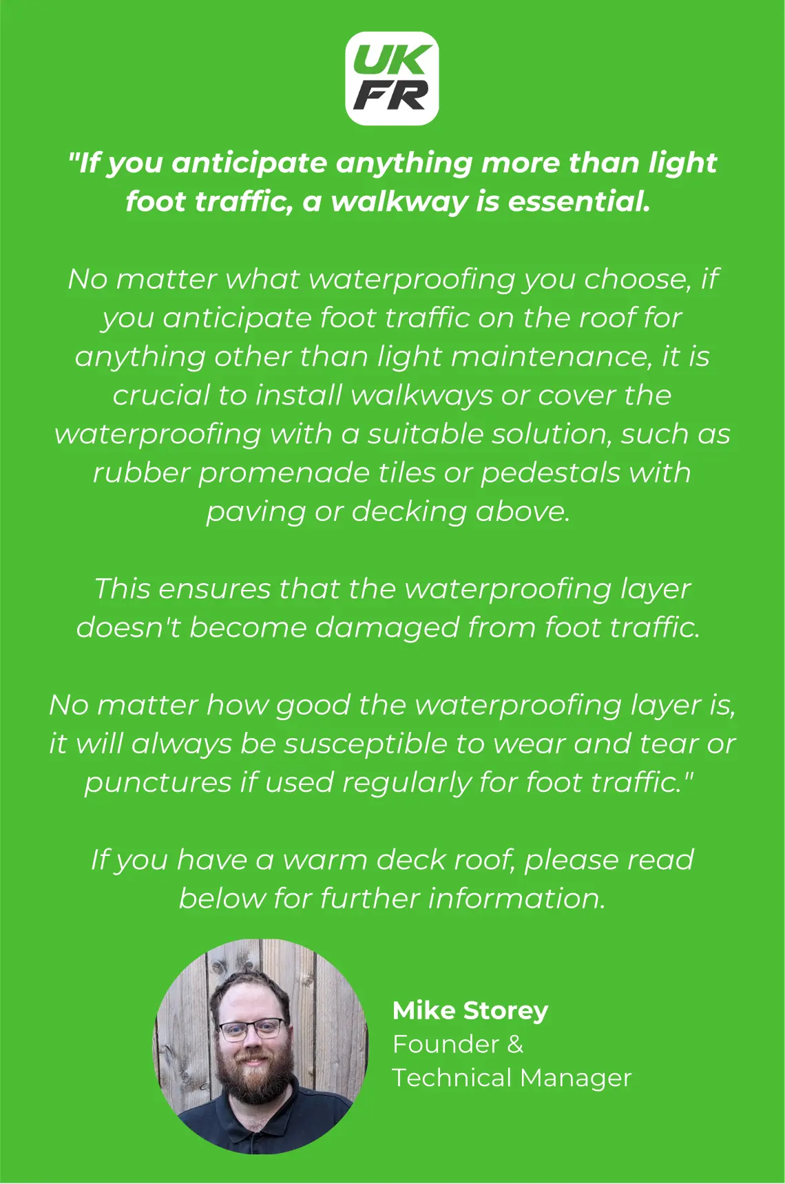 EPDM vs Liquid Roofing - flat roof foot traffic (Expert Comment - Mike Storey)